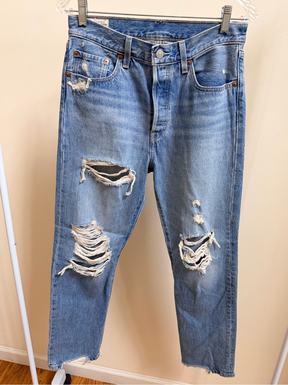 Levi's 501 Original Premium Denim straight-leg jeans light wash Sz 28x30